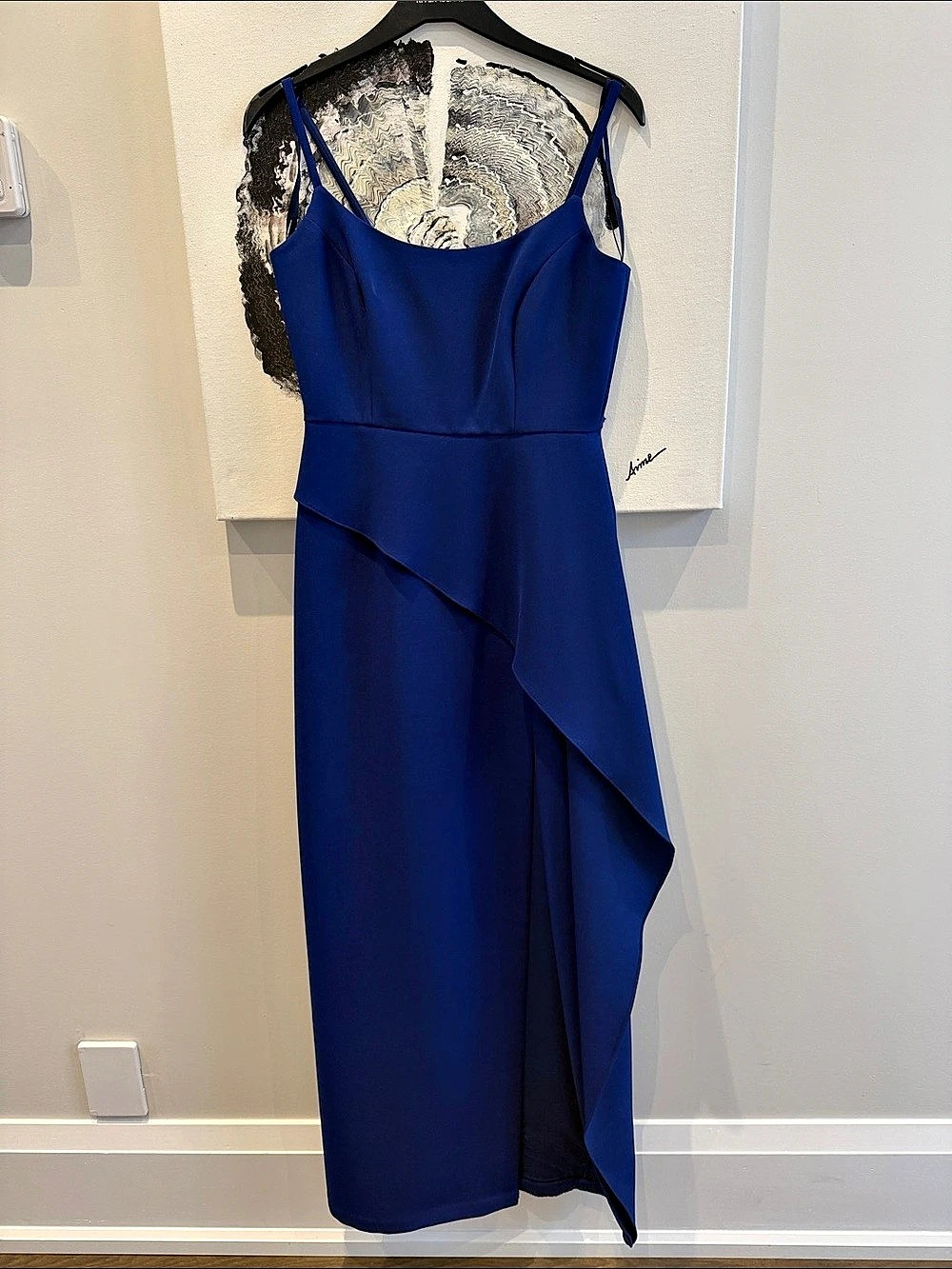 BCBGMAXAZRIA Blue Asymmetrical Maxi Dress Size 6 Like New